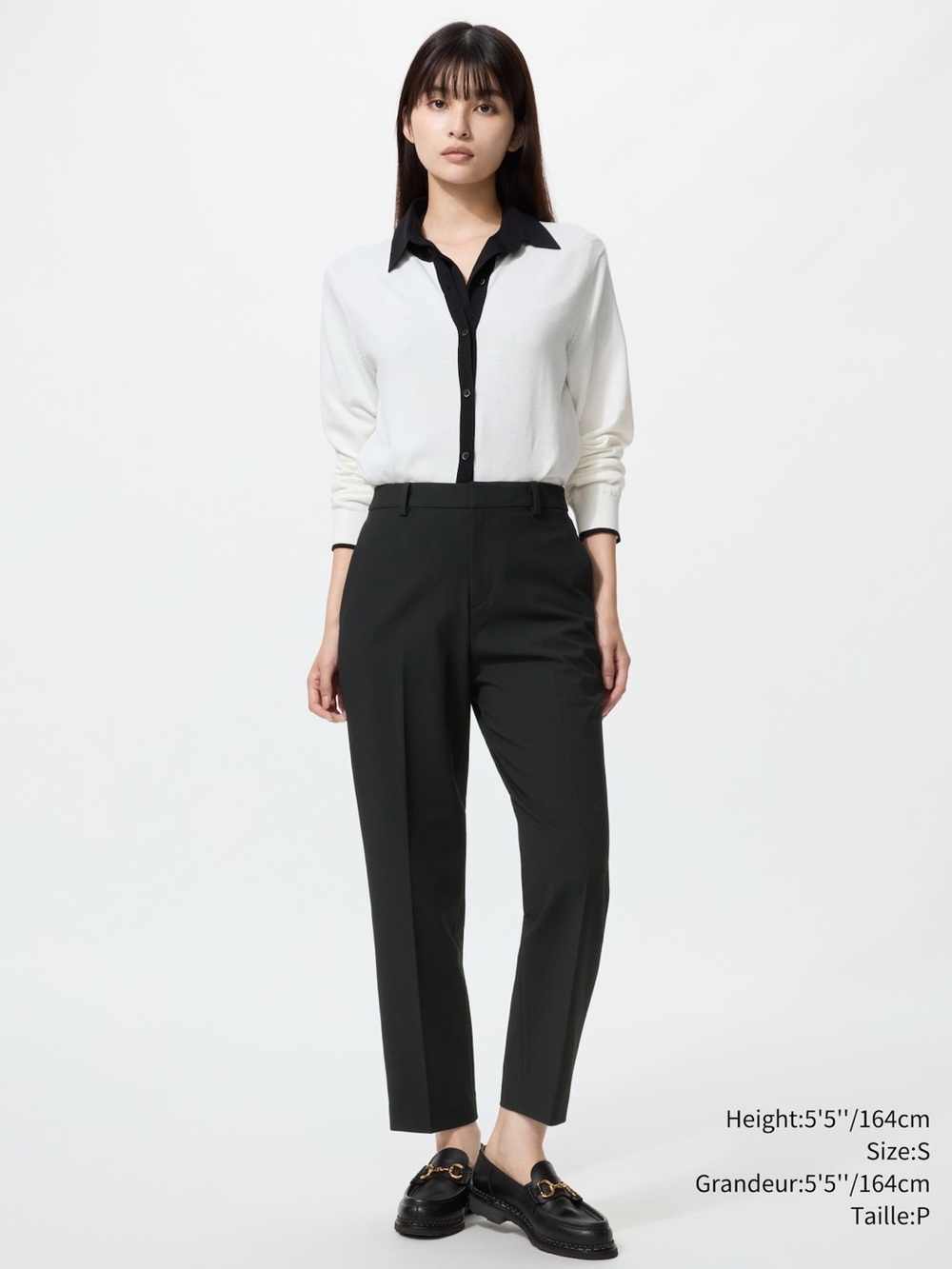 Uniqlo Black Ankle-Length Straight Trousers
